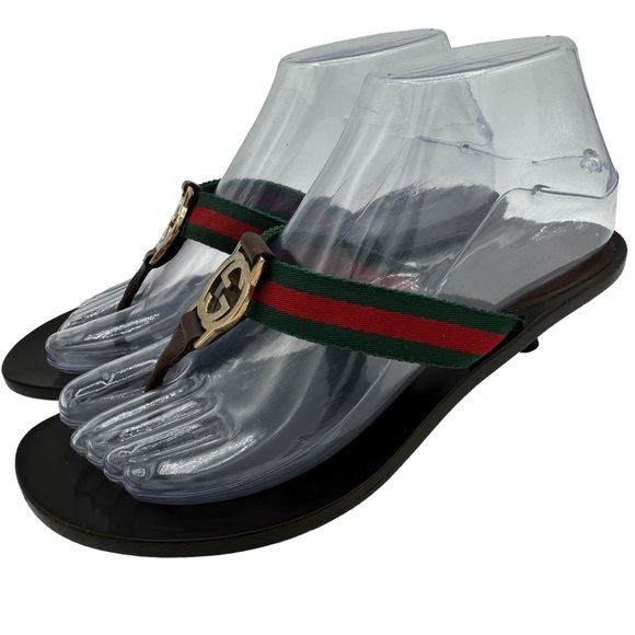 Gucci 'Lifford' GG Interlocking Nylon Thong Kitten Heels Authentic 💯 - Picture 12 of 14